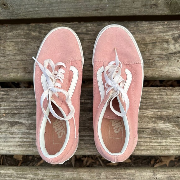 Vans Old Skool Suede Leather Lace Up Low Top Sneakers Zephyr Pink Size 8.5 - Picture 2 of 9